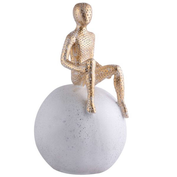 Men Sitting on Ball Showpiece for Home Decor Showpiece, Atlas Sculpture for Office Table Décor multicolour - Image 3