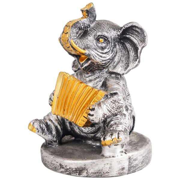 Resin Elephant Playing Musical Instrument Showpiece For Home Dcor Living Room Bedroom Table Top - Image 4