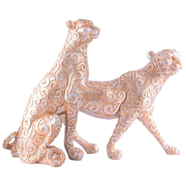 Skin Panther Animal Showpiece Antique Sculpture for Home Decor Showpiece Figurine (Set Of 2) - Image 2