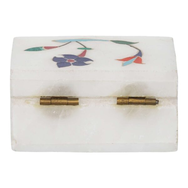 White Marble with floral inlay work Trinket Jewelry Box for Multi Purpose Use - Image 3