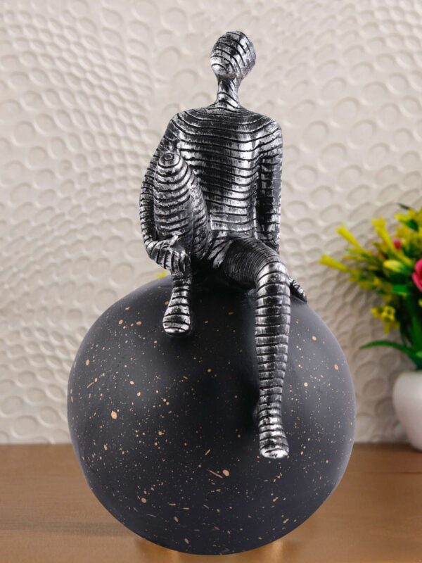 Men Sitting on Ball Showpiece for Home Decor Showpiece, Atlas Sculpture for Office Table Décor multicolour