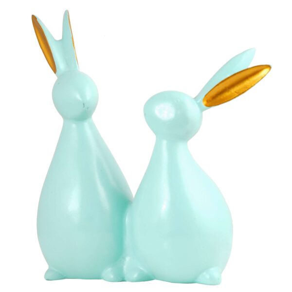 Rabbit Cute Pair Statue for Home Decor Showpiece | Kids Room Decorative Showpiece (Light Green) - Image 4