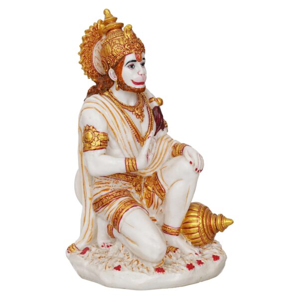 Hanuman Ji Marble Dust Murti Idol, Poly Marble Sitting Bajrang Bali for Pooja Temple Home Decoration Item Positive Envirement - Image 4