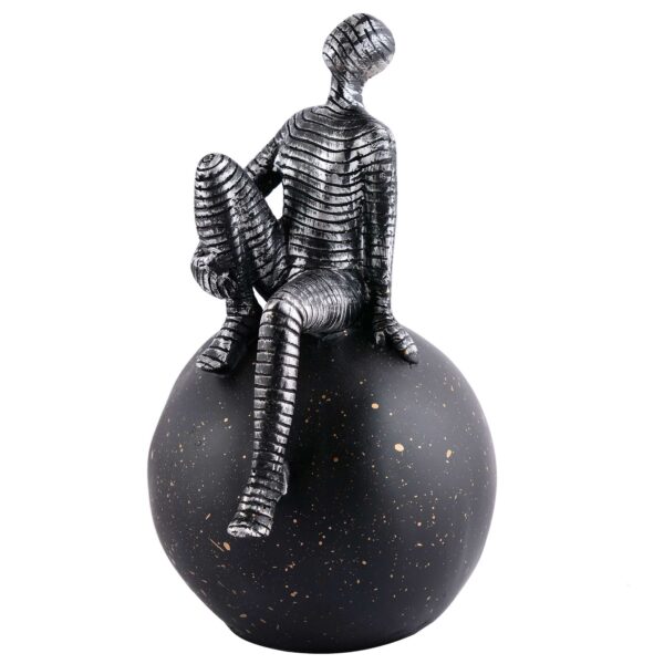 Men Sitting on Ball Showpiece for Home Decor Showpiece, Atlas Sculpture for Office Table Décor multicolour - Image 4