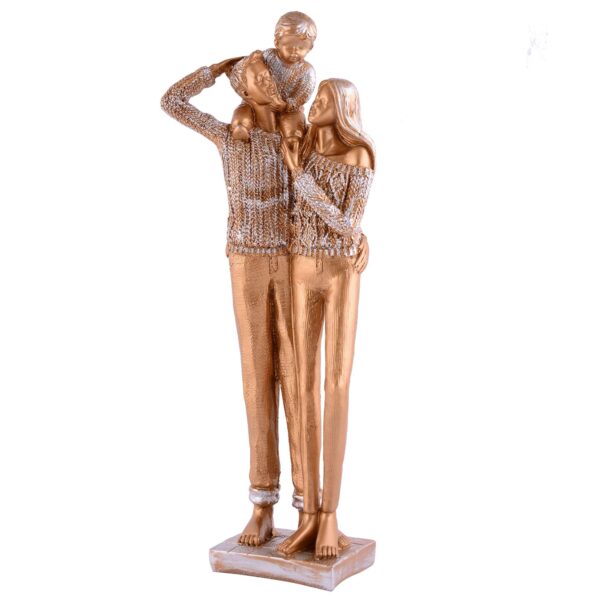 MOTHER and Father with Child faimily Love golden Statue showpiece for Home Decor and Gifting - Image 3