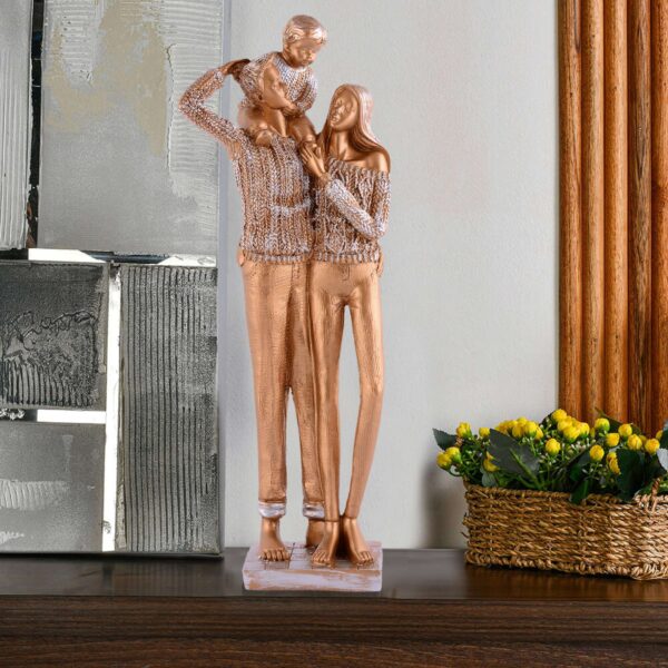 MOTHER and Father with Child faimily Love golden Statue showpiece for Home Decor and Gifting